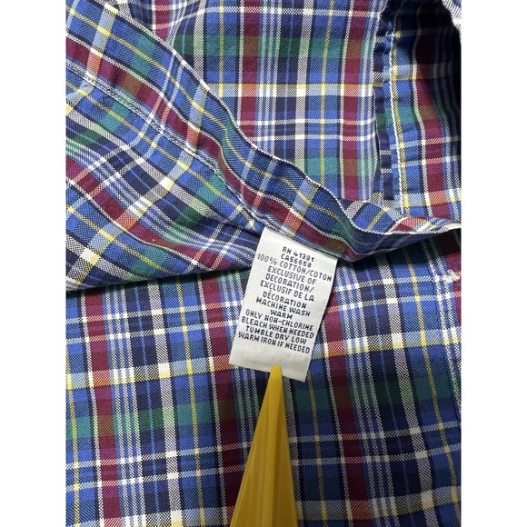 Polo Ralph Lauren Classic Fit Plaid Stretch Poplin‎ Shirt, Blue Multi Large Tall - Picture 7 of 8